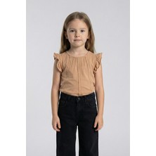 Mutlu Kids Dantel Detaylı Fırfırlı Kısa Kol Kız Çocuk Tişört