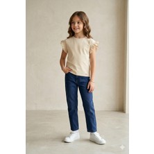 Mutlu Kids Fırfır Kol Detaylı Kısa Kol Regular Kız Çocuk Tişört