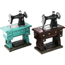 Uslucan Alışveriş Kumbara Dikiş Makinesi Vintage Dekoratif Biblo Kumbara Renkli 20X15X8.5CM Reçine