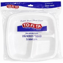 To-fi-ta Tofita 3 Bölmeli Köpük Tabak 5 Adet Bölmeli Servis Tabağı Tek Kullanımlık Yemek Tabağı Köpük Tabldot