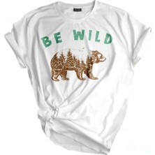 Genius Store  Unisex Baskılı Tişört Outdoor Normal Kalıp Tshirt  (Be Wıld Ayı)