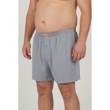 Balkonda Erkek Şort Külot Battal Beden %100 Pamuklu Cotton 3'lü Paket Düğmeli Rahat Model - Berrak