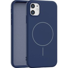 Fenza iPhone 11 Uyumlu Içi Kadife Magsafe Wireless Şarz Özellikli Lacivert Renkli Telefon Kılıfı