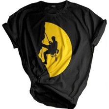 Genius Store  Unisex Baskılı Tişört Outdoor Normal Kalıp Tshirt  (Climbing Yellow)