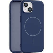 Fenza iPhone 15 Uyumlu Içi Kadife Magsafe Wireless Şarz Özellikli Lacivert Renkli Telefon Kılıfı
