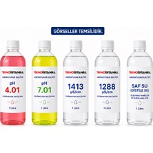 Tekno İstanbul pH 4.01 - 7.01 & 1413 µS/cm - 12.88 mS/cm Saf Su (Distile Su) Kalibrasyon Sıvısı Seti (1 Litre)