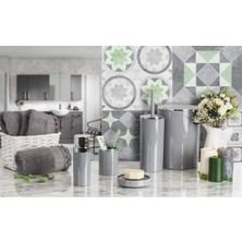 Primanova Lenox Gri Banyo Seti Modern Stil Parlak Plastik Malzeme ile Şık Tasarım