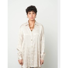 Morvarid Orfengo Çiçek Desenli Saten Gömlek