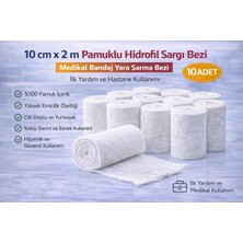 Lims Store 10 cm x 2 M Pamuklu Hidrofil Sargı Bezi Medikal Bandaj Yara Sarma Bezi Ilk Yardım ve Hastane Kullanımı 10 Adet