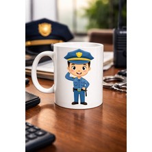 Lims Store Polis Temalı Porselen Kupa Model 161 – Sevimli Polis Karakter Baskılı Kahve Kupası – Polis Meslek Hediyesi – Dayanıklı Porselen Kahve Bardak