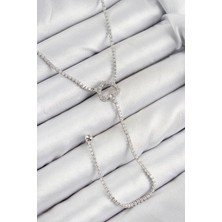 Lims Store Pirinç Zirkon Taşlı Kalp Model Gümüş Renk Y Kolye