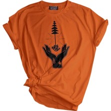 Genius Store  Unisex Baskılı Tişört Outdoor Normal Kalıp Tshirt  (El Ağaç T.)