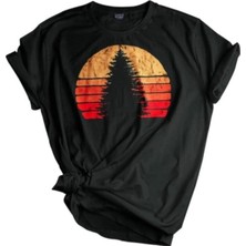 Genius Store  Unisex Baskılı Tişört Outdoor Normal Kalıp Tshirt  (Güneş Siyah)