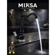 Mixsa Lüx Premium Şık Tasarım Siyah Ruistik Mutfak Bataryası
