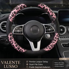 Valente Lusso Geçmeli Direksiyon Kılıfı Aero-Irbis Serisi 3D Fileli - Nefes Alan Kar Leoparı Deseni (38-40CM Universal)