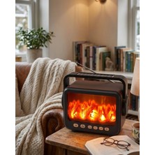 Eco Lounge Taşınabilir Şömine Efektli Bluetooth Hoparlör LED Işıklı Radyo