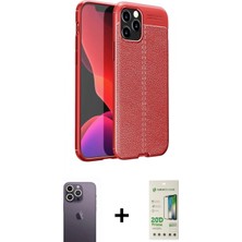 İlk El Grup Ieg™ iPhone 12 Pro Max Kılıf Doruk Klasik Özel Seri - Siyah 20D Premium Cam Ekran Koruyucu + Beyaz Neon Fosforlu Kamera Lens