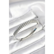 Lims Store Gümüş Renk Zirkon Taşlı Pirinç Kadın Kelepçe