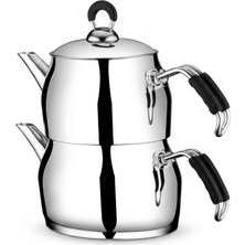 altabi Paris Küçük Boy Metal Kulplu Çelik Çaydanlık Takımı