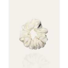 Hedie Alba Ivory Vegan Ipek (%100 Cupro) Scrunchie - Saç Kırılma Karşıtı ve Iz Yapmayan Saç Tokası