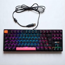 Gameagle 87 Tuşlu Kablolu Mekanik Hissiyatlı RGB Gaming Klavye Kırmızı Switch Örgü Kablolu Siyah Oyuncu Klavyesi Tenkeyless