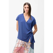 Love My Body Kruvaze Kadın Tokalı Bluz Lacivert 115L9678001