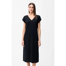 Love My Body Fermuar Detaylı Örme Elbise Siyah 124L9966000