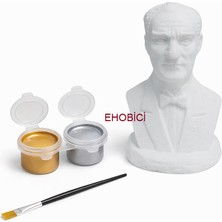 Ehobici Taş Boyama Seti Atatürk Büst 2 Renk Metalik Akrilik Boya 5ml + Fırça
