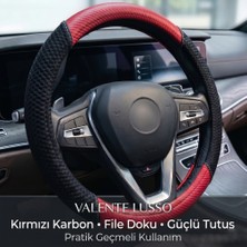 Valente Lusso Geçmeli Direksiyon Kılıfı Stealth Serisi Karbon Detaylı - 3D Hava Kanallı & Sportif Kavrama (38-40CM)