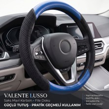 Valente Lusso Geçmeli Direksiyon Kılıfı Stealth Serisi Karbon Detaylı - 3D Hava Kanallı & Sportif Kavrama (38-40CM)