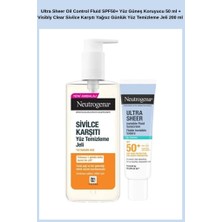 Neutrogena Ultra Sheer Oil Control Fluid SPF50+ Yüz Güneş Koruyucu 50 ml + Visibly Clear Sivilce Karşıtı Yağsız Günlük Yüz Temizleme Jeli 200 ml