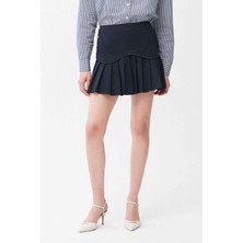 adL Volanlı Mini Etek Lacivert 12746429000