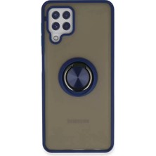 TeknoKapsül Galaxy A22 Kılıf Montreal Yüzüklü Silikon Kapak - Lacivert