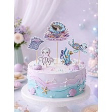 Parti Adresi Deniz Kızı Temalı Kürdan Figürlü Cupcake Kürdanı Pasta Süsü 5'li