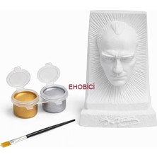 Ehobici Taş Boyama Seti Atatürk Büst 2 Renk Metalik Akrilik Boya 5ml + Fırça