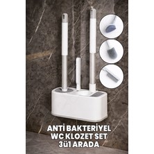 Destpak Antibakteriyel 3ü1 Arada Wc Klozet Fırça Seti - Ekstra Sağlam Alüminyum Sap - 3 Ayrı Fırça - Hazneli