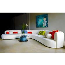 Sevsenka Luna Modern 3 Parça Oval Teddy Koltuk Takımı Büyük Salon Oturma Grubu L Köşe Koltuk Takımı