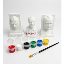 Ehobici Taş Boyama Seti Atatürk Büstleri 6 Renk Akrilik Boya 5ml + Fırça