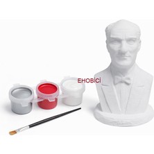 Ehobici Taş Boyama Seti Atatürk Büst 3 Renk Akrilik Boya 5ml + Fırça