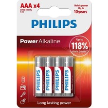 365Dükkan Philips Power Alkaline Aaa LR03 1.5V Ince Kalem Pil 4'lü Paket (LR03P4B/10)