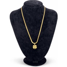 Pangu Dört Yaprak Yonca Figürlü Altın Renk Çelik Kolye