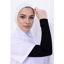 Alivascarf Likralı Penye Kolluk Siyah - Pratik Kadın Tesettür Düz Namaz Kolluğu 1 Çift 40CM Viskon Hijab