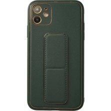 Olinea Iphone 12 Kılıf Coco Deri Standlı Kapak - Yeşil
