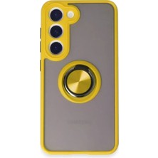Olinea Galaxy S23 Kılıf Montreal Yüzüklü Silikon Kapak - Sarı