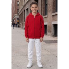 Evavi Çocuk Fermuarlı Kapüşonlu Sweatshirt Ceket ve Ribana Paça Eşofman Takımı