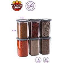 6'lı Antrasit Boly Kare Saklama Kabı 1200 ml