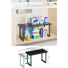 İndecor Houseware Plastik Genişletilebilir Raf Ayarlanabilir Düzenleyici Mutfak Banyo Düzenleyici - Tek Katlı - Siyah
