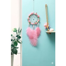 TeknoKapsül Işıklı Pembe Gül Detaylı El Yapımı Rüya Kapanı - Romantik Duvar Süsü & Hediyelik Düş Kapanı