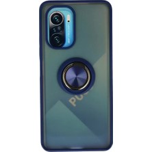 Olinea Redmi K40 Kılıf Montreal Yüzüklü Silikon Kapak - Lacivert