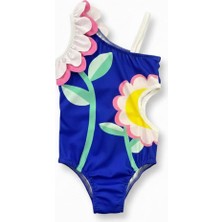 Nur Bebe Kids Tek Omuzlu Çiçek Desenli Kız Çocuk Mayo